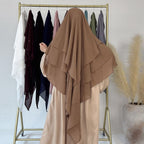Khimar long en mousseline à 3 couches, 11 options de couleurs