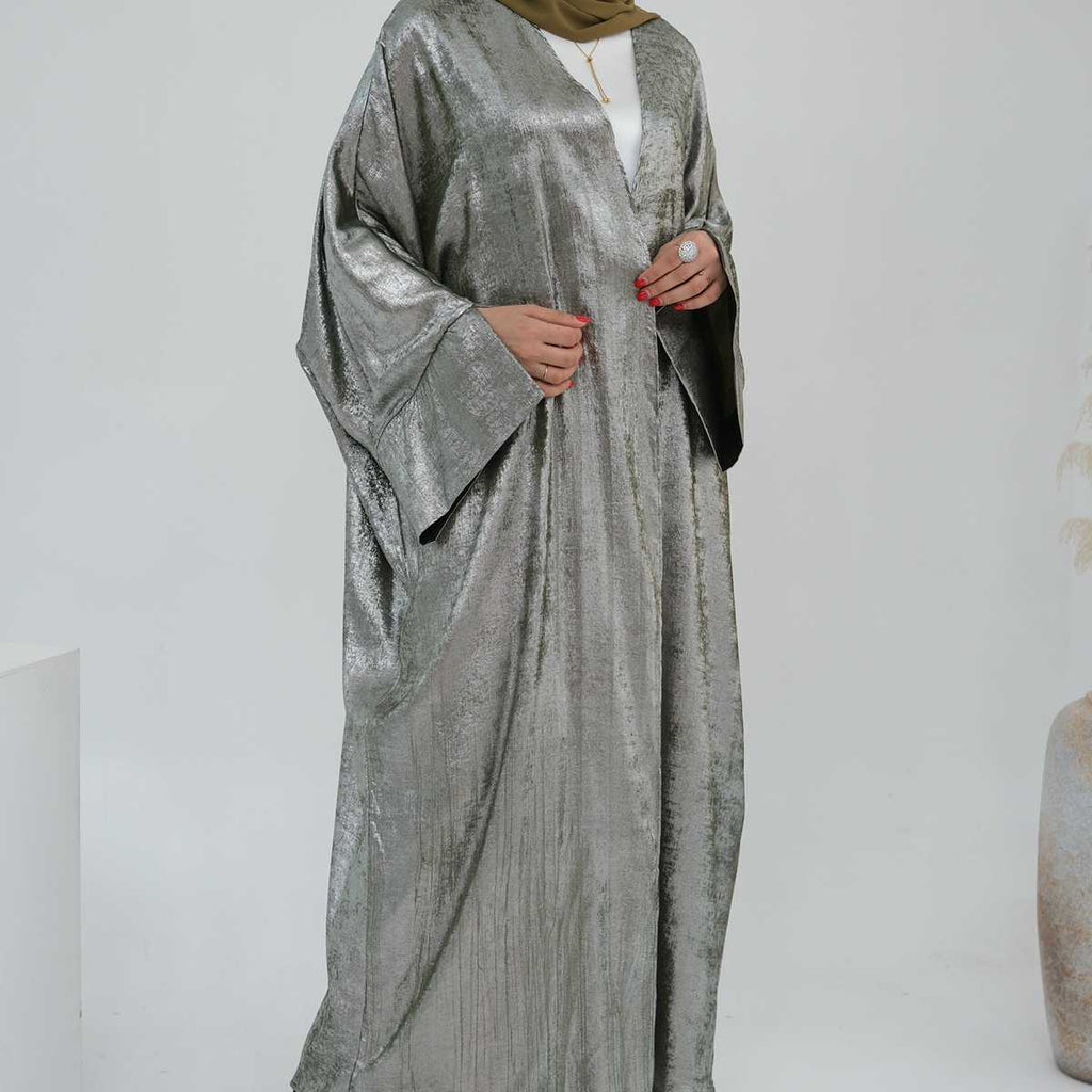 Robe Abaya ouverte en cardigan - Tissu bronzant