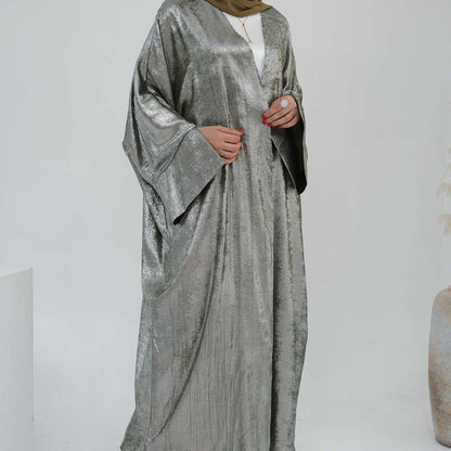 Robe Abaya ouverte en cardigan - Tissu bronzant