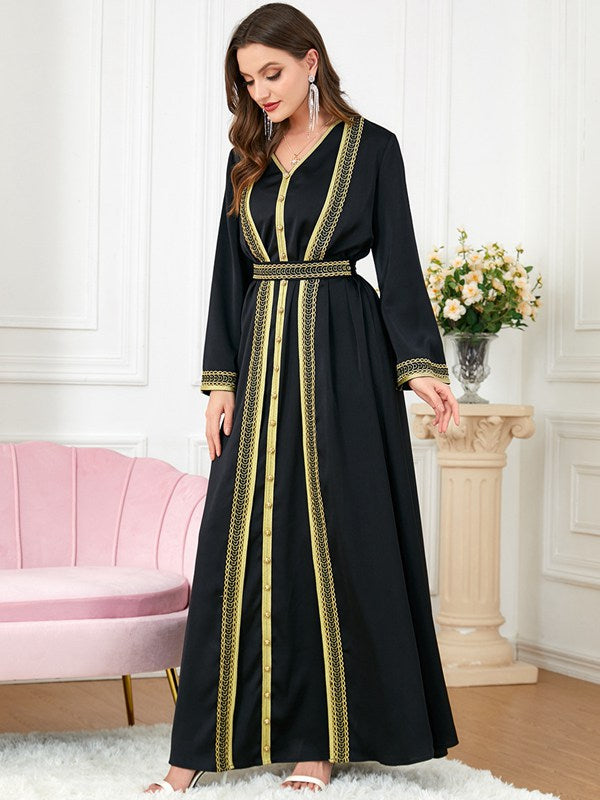 Robe de l'Aïd 2 pièces en satin caftan avec robe sans manches