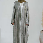 Robe Abaya ouverte en cardigan - Tissu bronzant