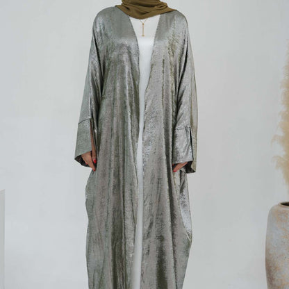 Robe Abaya ouverte en cardigan - Tissu bronzant