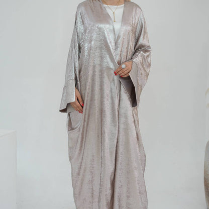 Robe Abaya ouverte en cardigan - Tissu bronzant