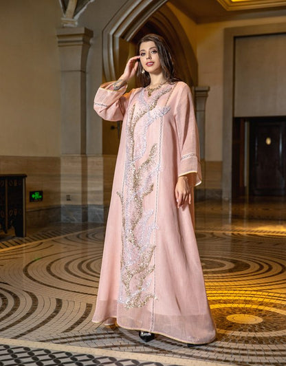 Eid Dubai luxe Doris paillettes broderie Caftan Kaftan robe Jalabiya