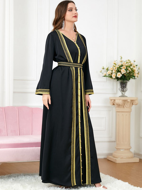 Robe de l'Aïd 2 pièces en satin caftan avec robe sans manches