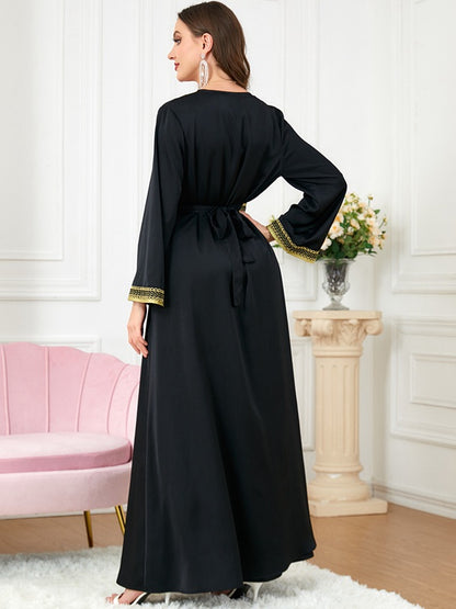 Robe de l'Aïd 2 pièces en satin caftan avec robe sans manches