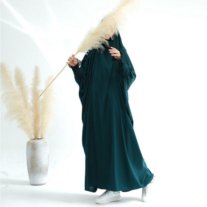 Robe de prière jilbab abaya à volants avec poignets en dentelle satinée