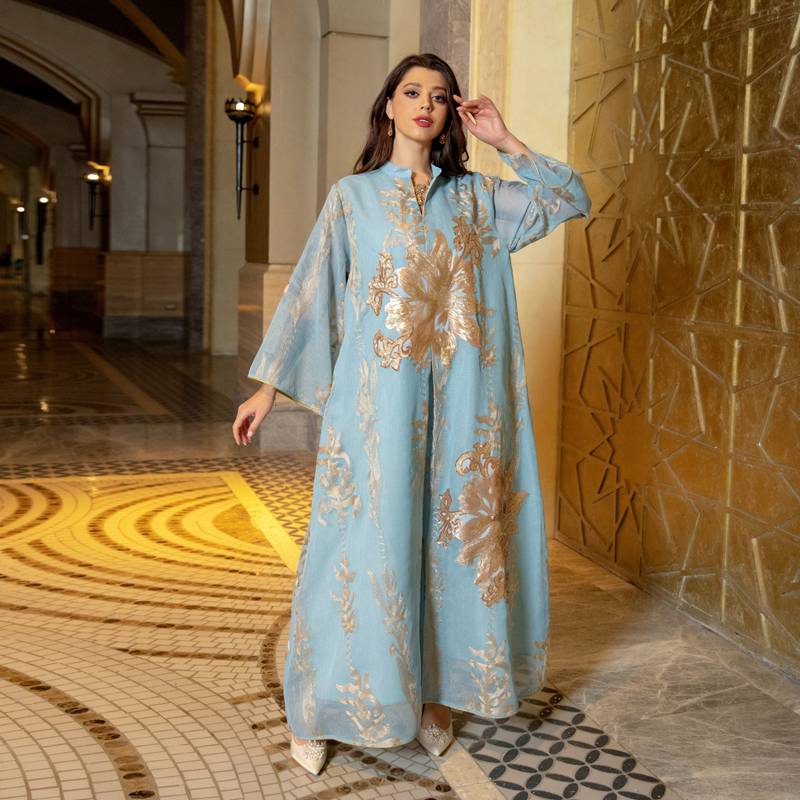 Caftan de luxe pour l'Aïd, robe caftan Jalabiya avec paillettes brodées