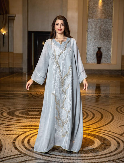 Eid Dubai luxe Doris paillettes broderie Caftan Kaftan robe Jalabiya