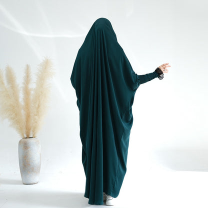 Robe de prière jilbab abaya à volants avec poignets en dentelle satinée