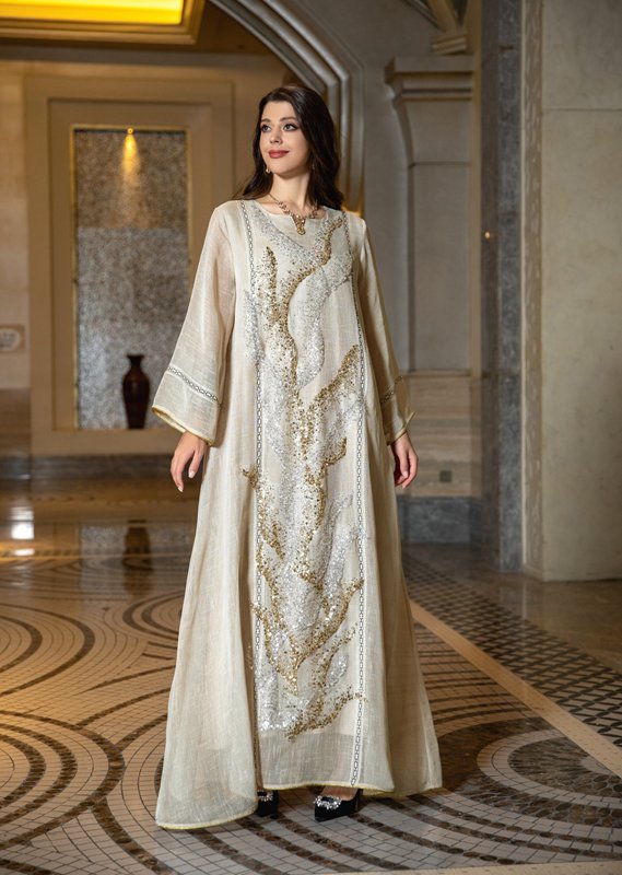Eid Dubai luxe Doris paillettes broderie Caftan Kaftan robe Jalabiya