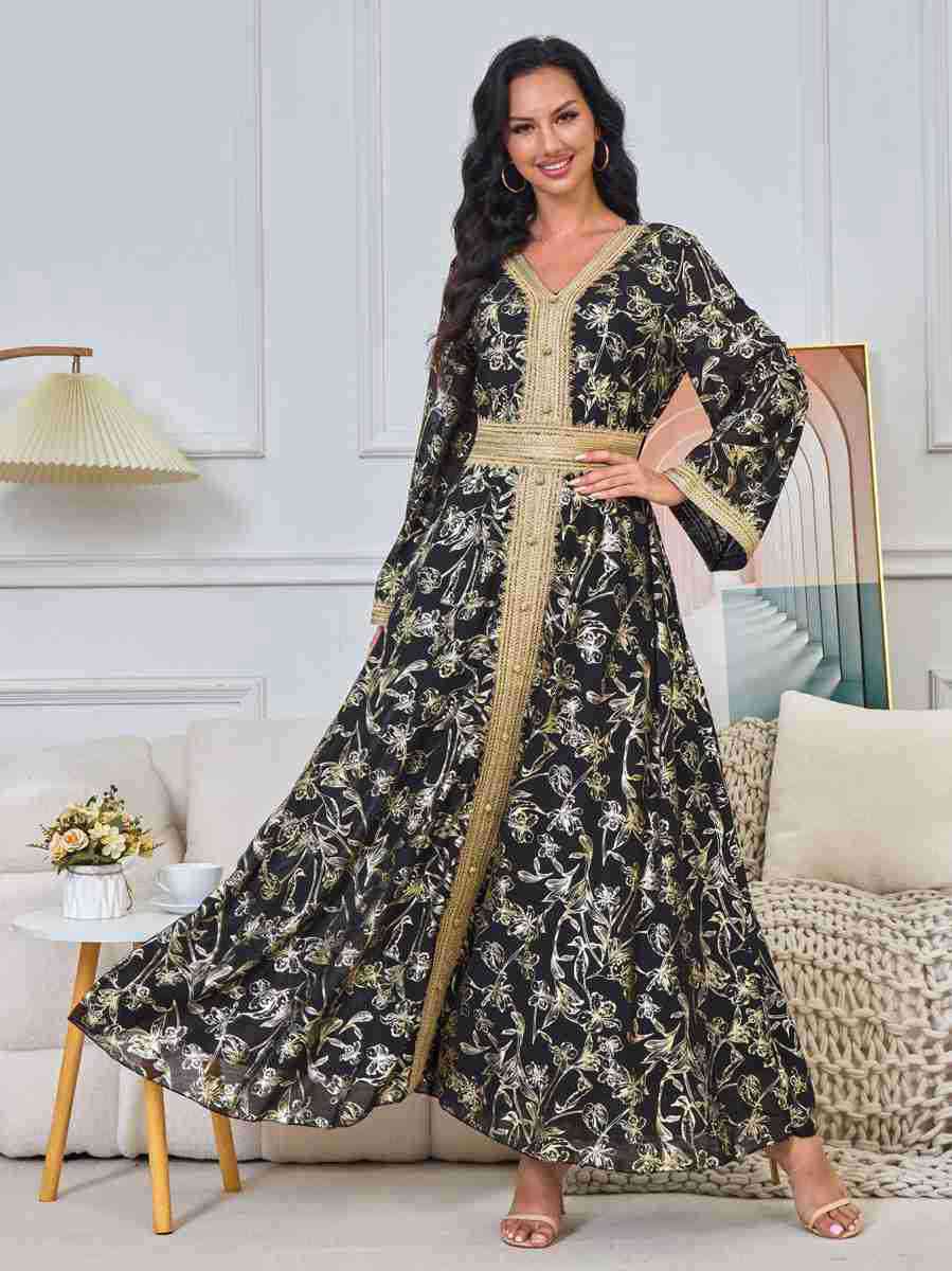 Robe de l'Aïd pour femmes arabes du Moyen-Orient, caftan bronzant