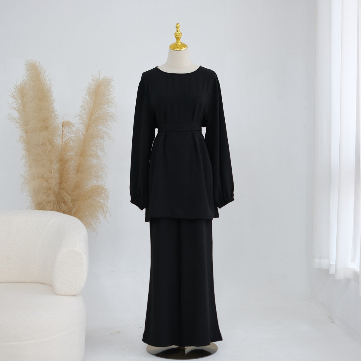 Daily Wear Muslim Women 2 Pieces Set Tops And Pants Suit Set #251325