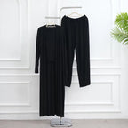Muslim Women 3 Pieces Set Modal Tops And Pants Suit Set With Open Abaya Dress #251076