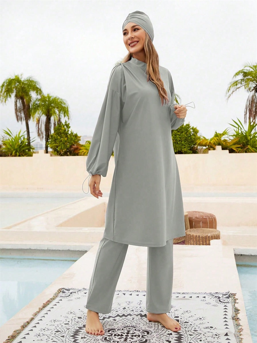 3 Pieces Set Arab Halal Bathing Suit Islamic Swimwear Full Coverage Swimsuit Burkinis
