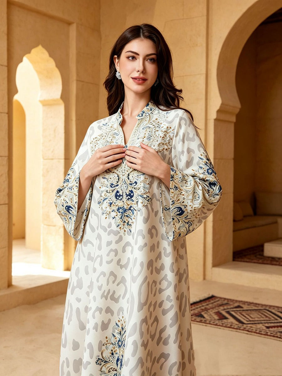 Robe Eid Hotfix Strass Satin Jalabiya Caftan Kaftan Robe