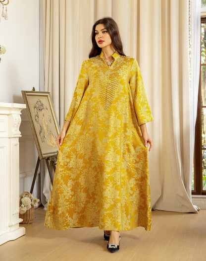 Jacquard Embroidery Beads  Kaftan Caftan Dress For Muslim Women - Mukhawar Jalabiya - #26350