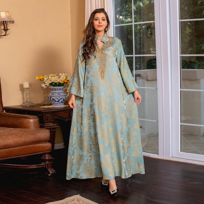 Jacquard Embroidery Beads  Kaftan Caftan Dress For Muslim Women - Mukhawar Jalabiya - #26350