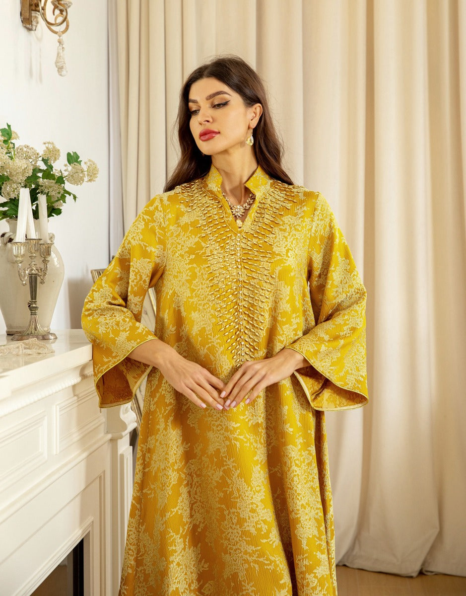 Jacquard Embroidery Beads  Kaftan Caftan Dress For Muslim Women - Mukhawar Jalabiya - #26350