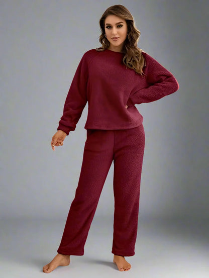 Pyjama d'hiver en polaire pour femme, ensemble deux pièces