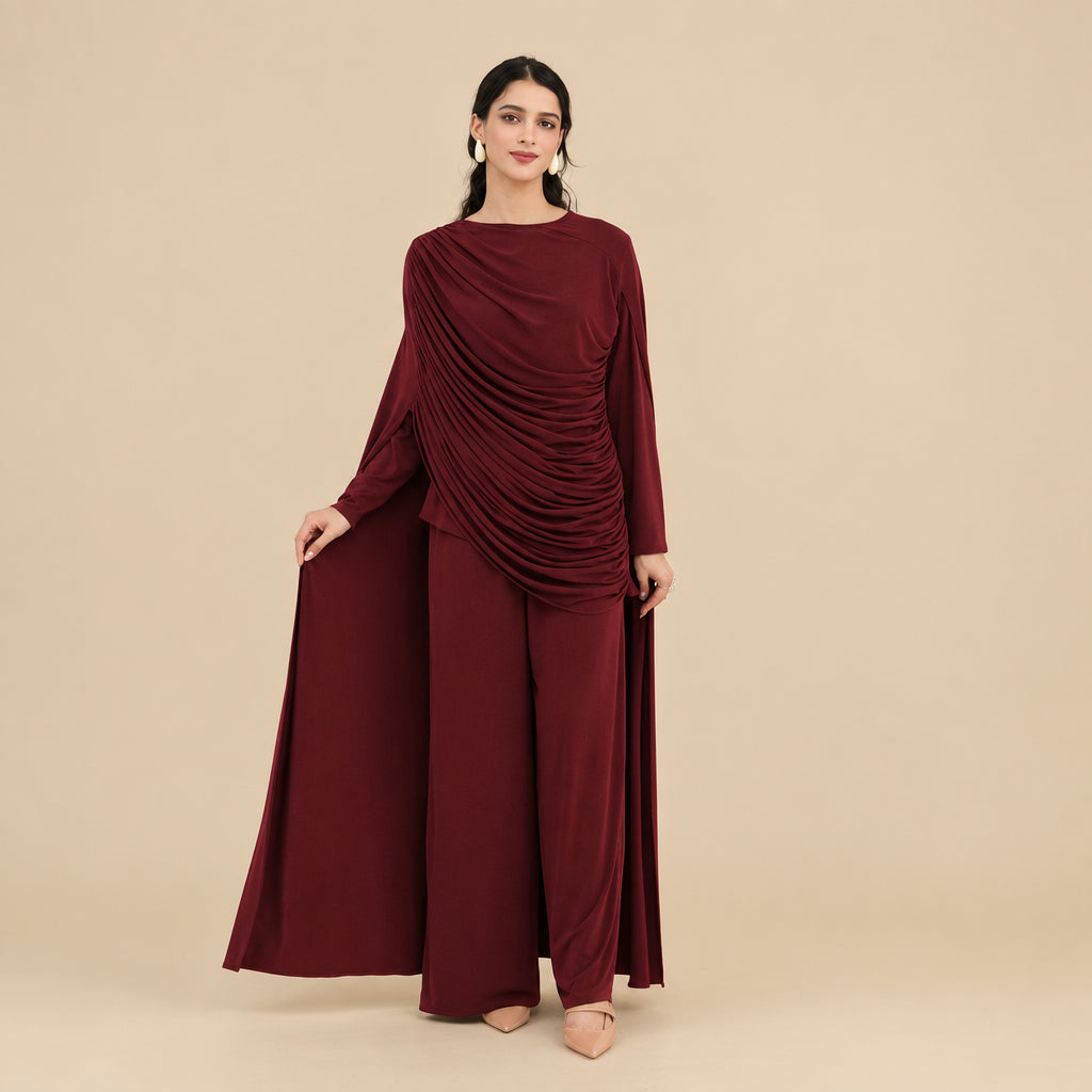 Muslim Women 2 Pieces Tops And Pants Suit Set Abaya Dress #261370