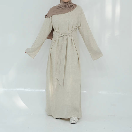Robe Abaya en mélange de lin et de coton #24936