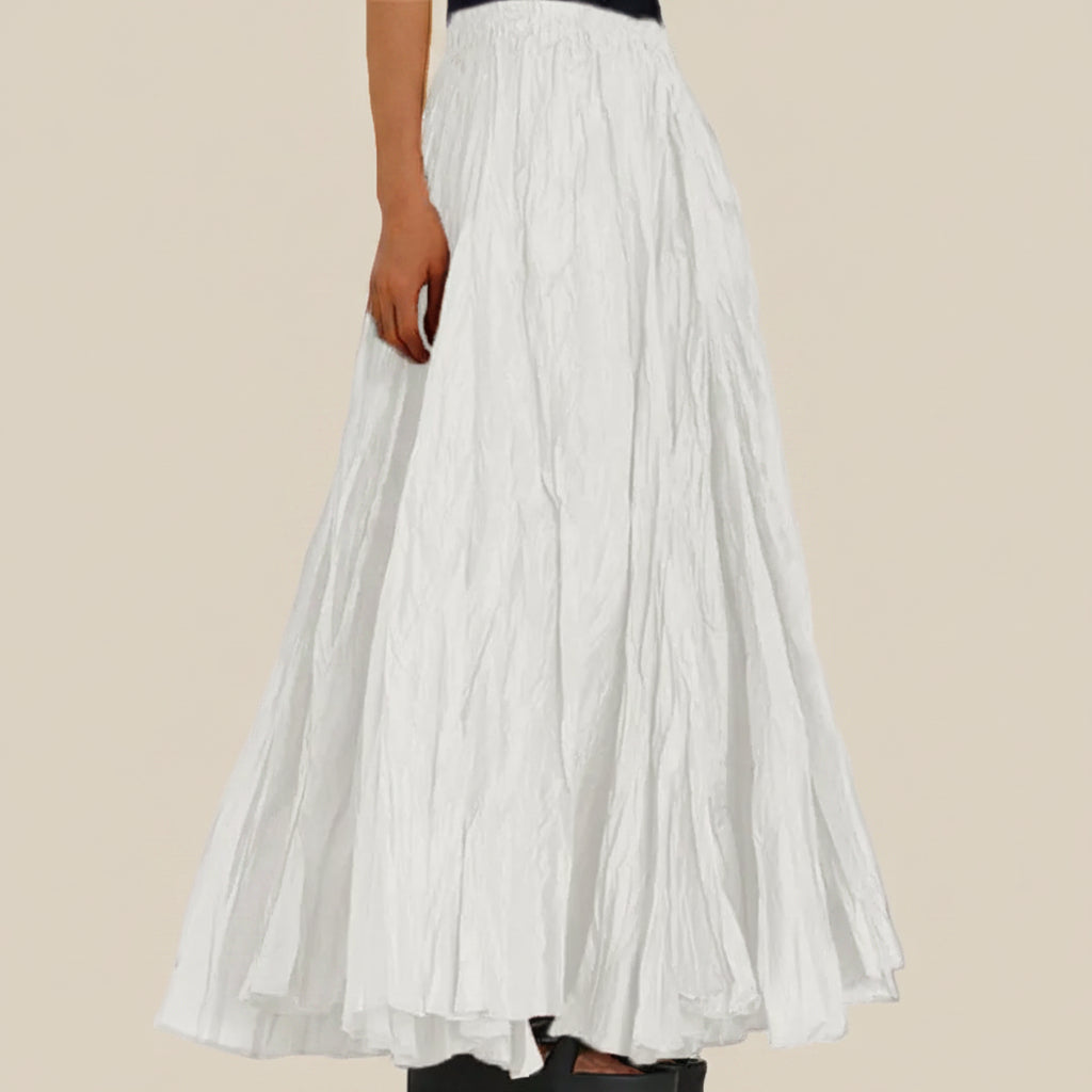 Modest Pleated Plain Solid Color Long Skirt #2603001