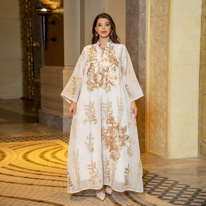 Sequins Evening Party Women Kaftan Dress Jalabiya