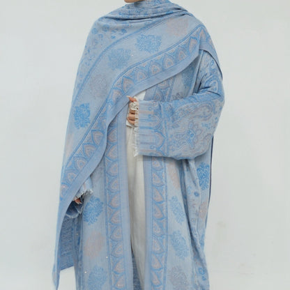 Hotfix Rhinestone Muslim Women Open Abaya With A Matching Hijab #261314