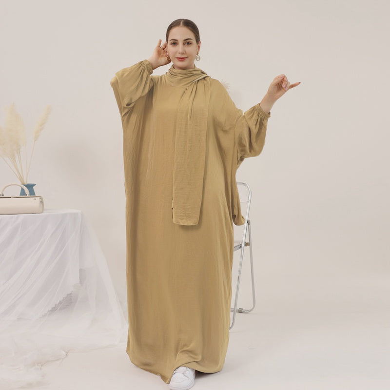 Robe Abaya unie avec foulard hijab, 13 couleurs au choix