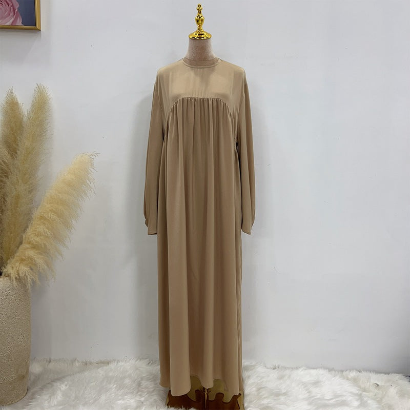 Robe longue en satin avec poche, 11 options de couleurs
