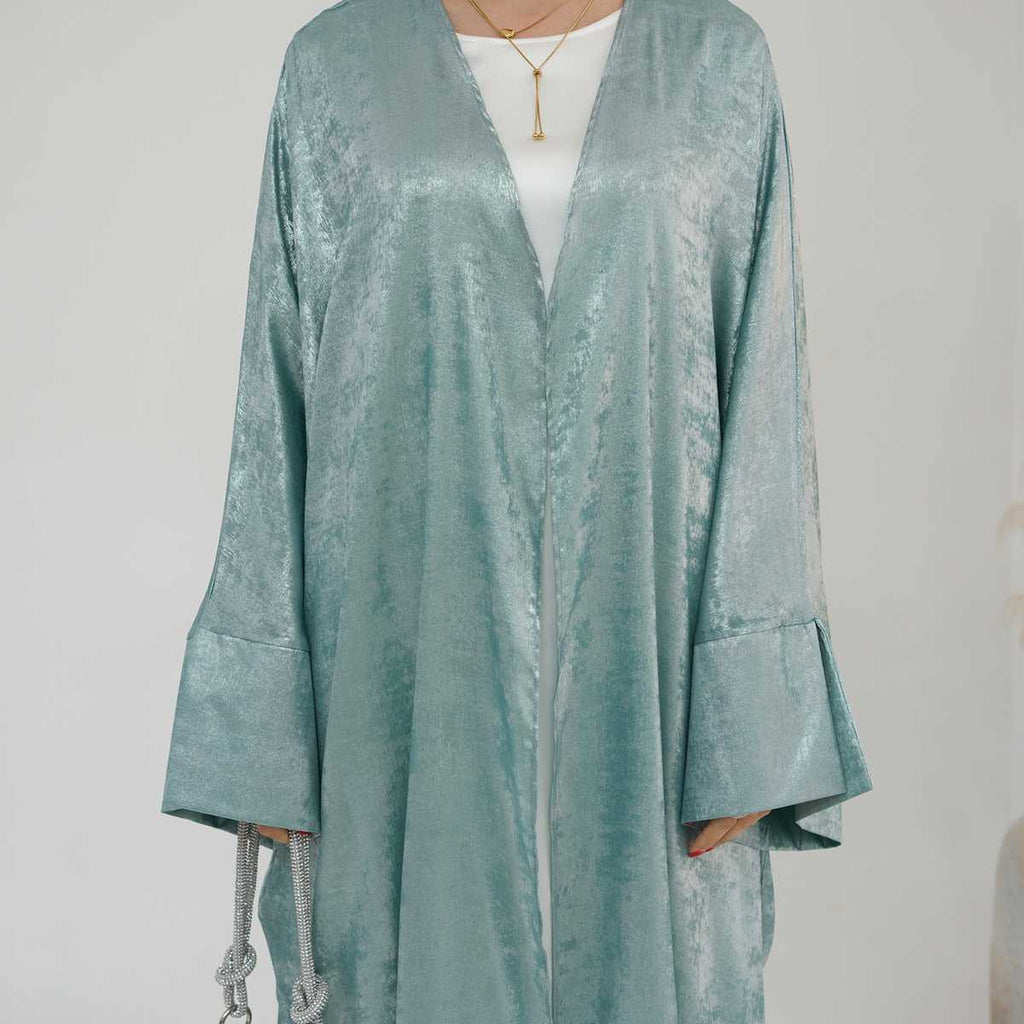 Robe Abaya ouverte en cardigan - Tissu bronzant