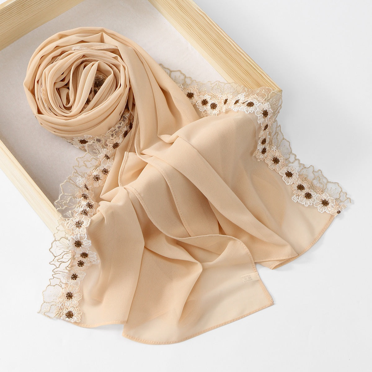 Muslim Women Floral Lace Chiffon Hijab Scarf #26155