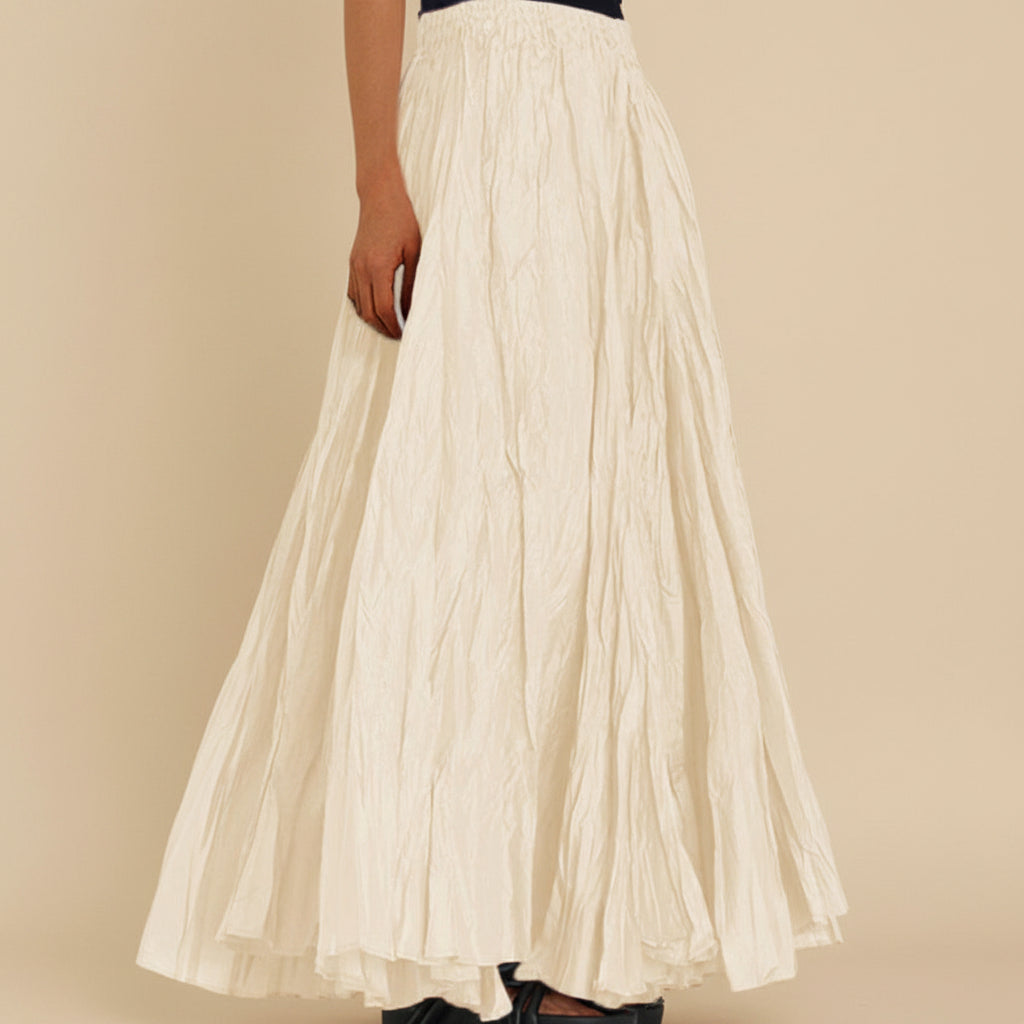 Modest Pleated Plain Solid Color Long Skirt #2603001