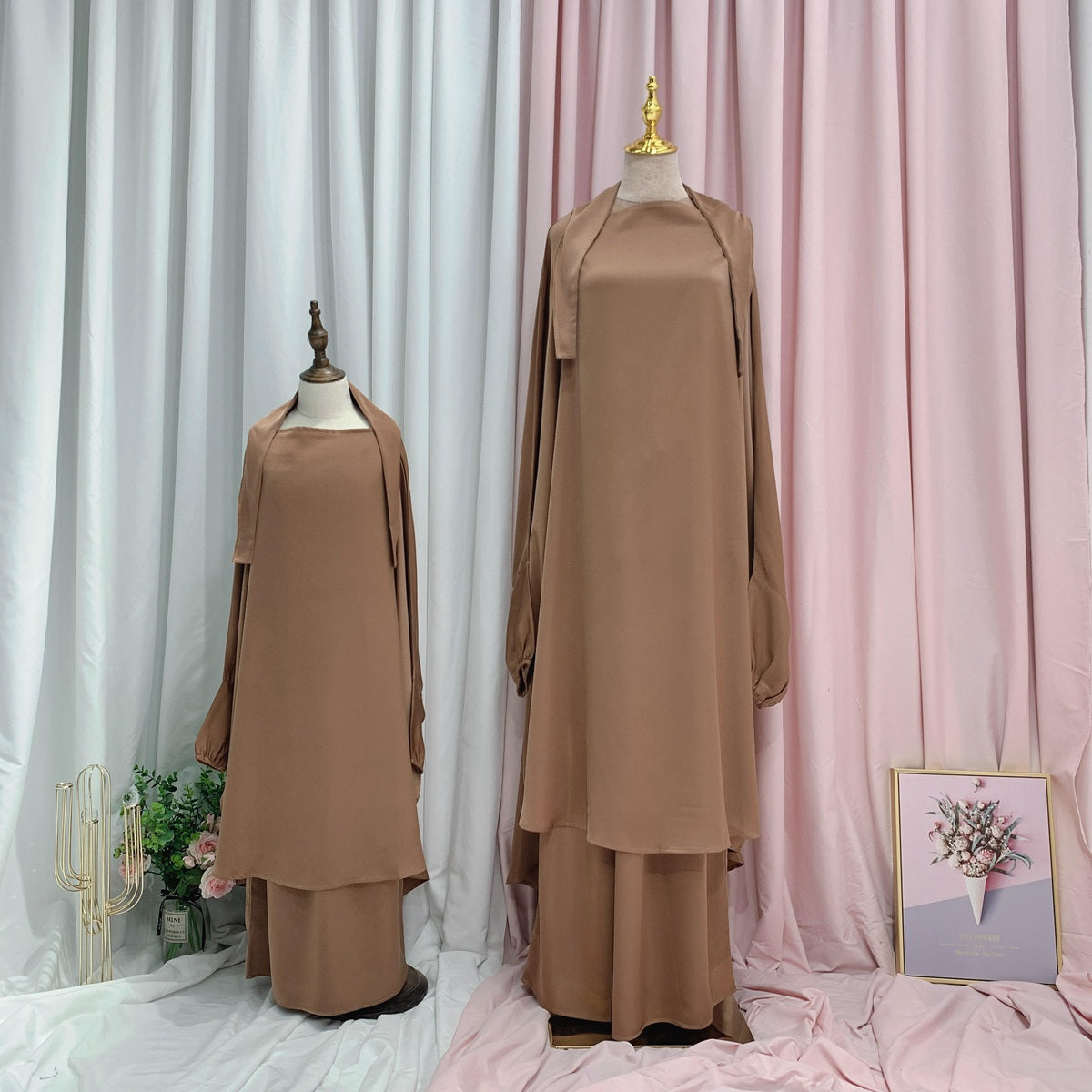 Robe de prière pour femmes musulmanes, jilbab, tenues assorties mère et fille