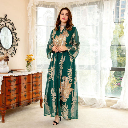 Sequins Evening Party Women Kaftan Dress Jalabiya