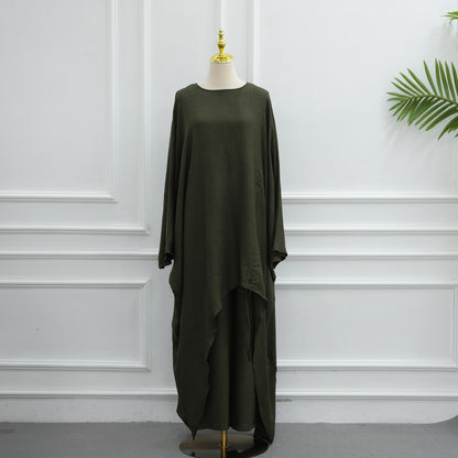 Muslim Women Daily Wear 2 Pieces Tops And Pants Suit Set #261345