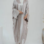 Robe Abaya ouverte en cardigan - Tissu bronzant