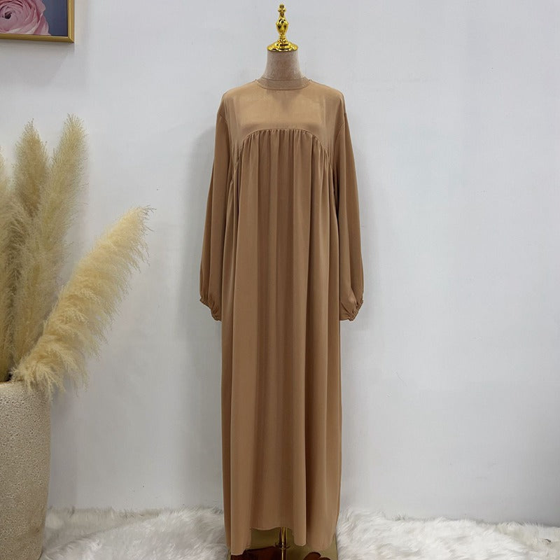 Robe longue en satin avec poche, 11 options de couleurs