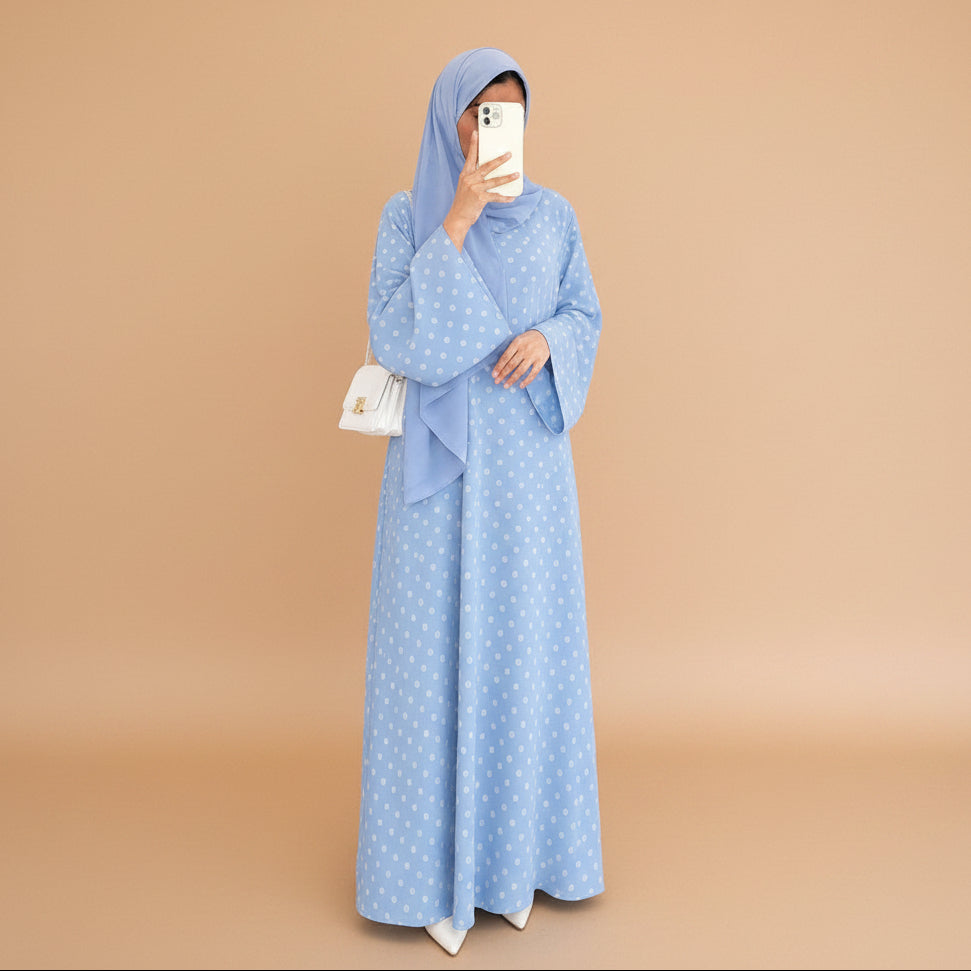 Muslim Women Polka Dot Abaya Dress #261378
