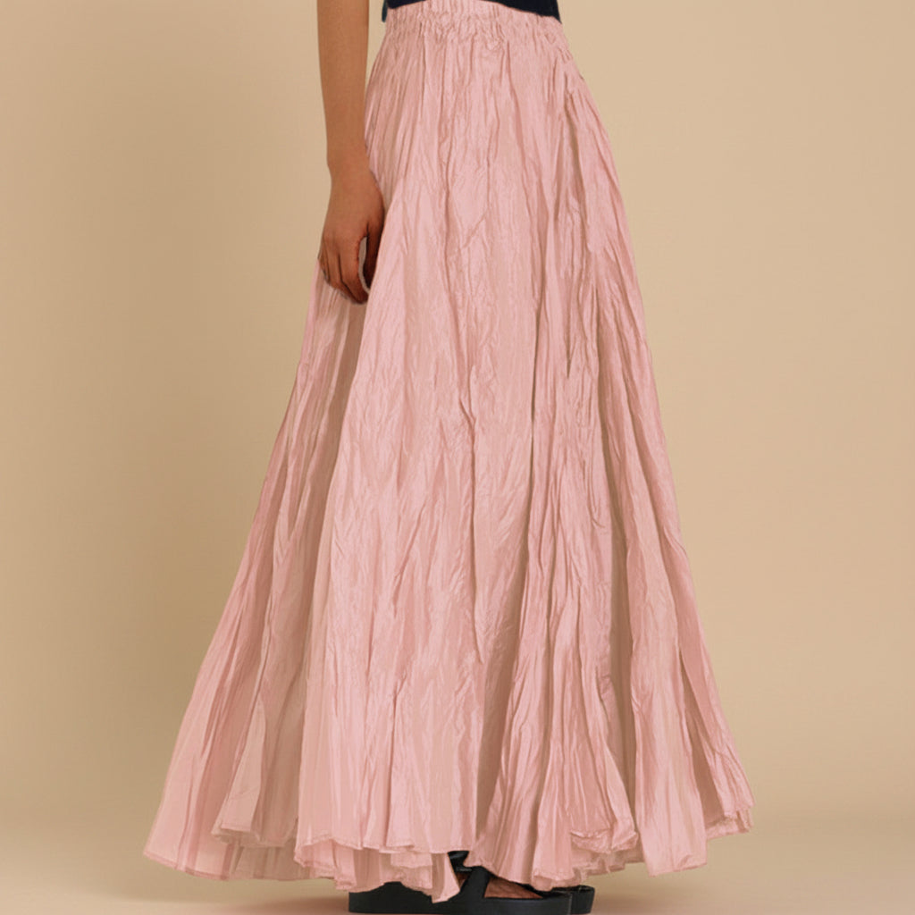 Modest Pleated Plain Solid Color Long Skirt #2603001