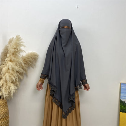 Khimar long en dentelle Nida, 13 couleurs au choix, pour femmes arabes du Moyen-Orient