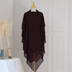 Khimar long en mousseline à 3 couches, 11 options de couleurs