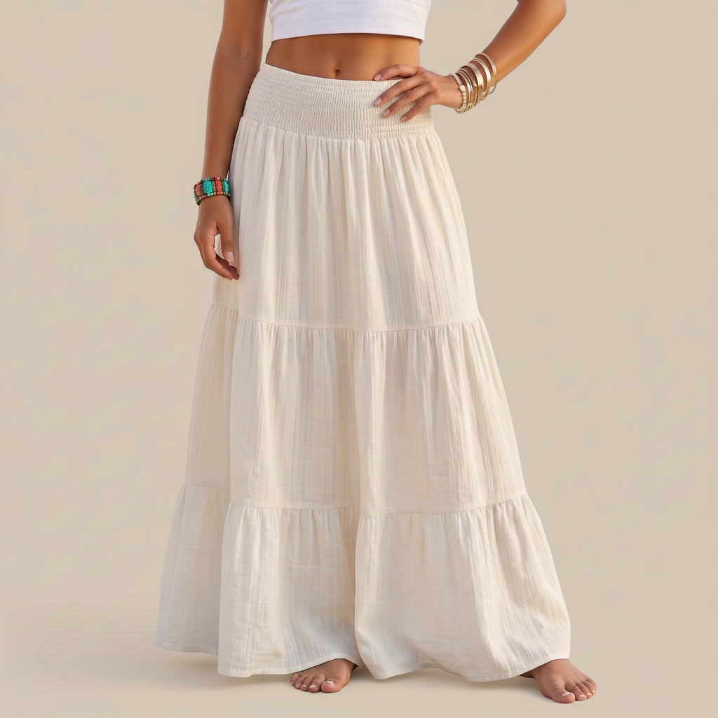 Pleated Plain Solid Color Modest Skirt #269038