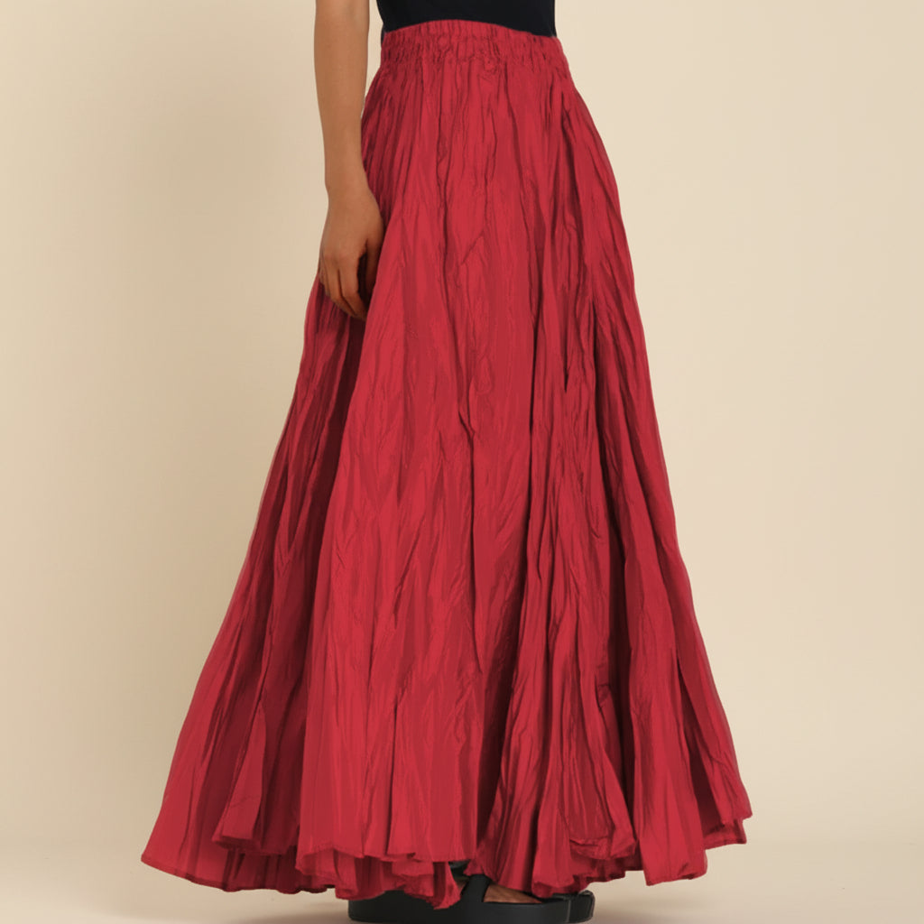 Modest Pleated Plain Solid Color Long Skirt #2603001
