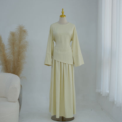 Muslim Women 2 Pieces Set Tops And Skirt Suit Set - Daily Wear - #261313