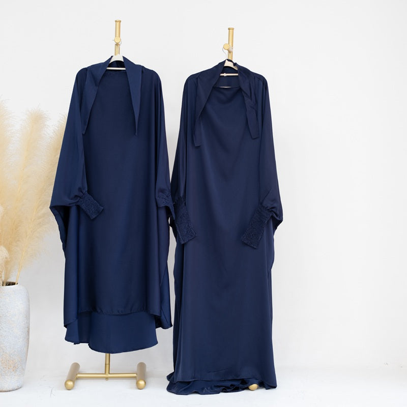 Robe de prière en satin assortie mère-fille pour femmes musulmanes