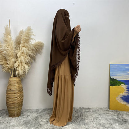 Khimar long en dentelle Nida, 13 couleurs au choix, pour femmes arabes du Moyen-Orient