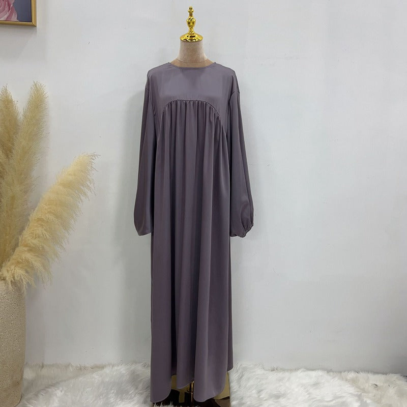 Robe longue en satin avec poche, 11 options de couleurs