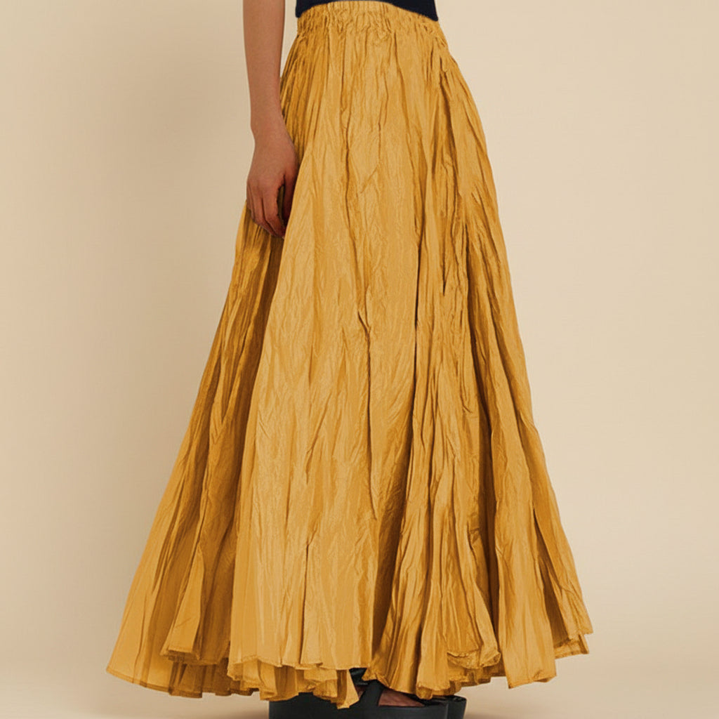 Modest Pleated Plain Solid Color Long Skirt #2603001